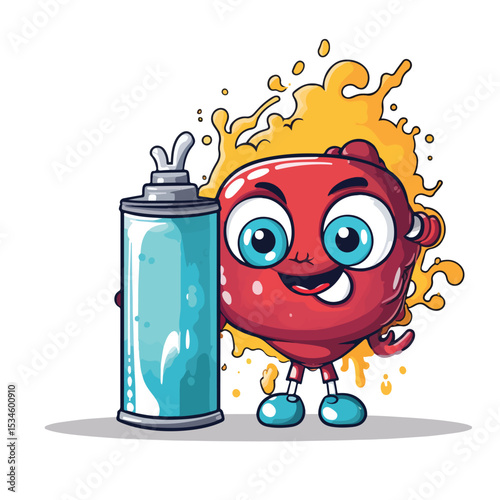 Professional Mascot with Spray Paint Canister Vector Illustration for Creative Design Projects