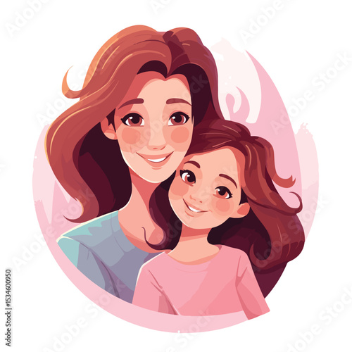Professional Vector Illustration of Happy Mother with Her Daughter Spending Quality Time Together