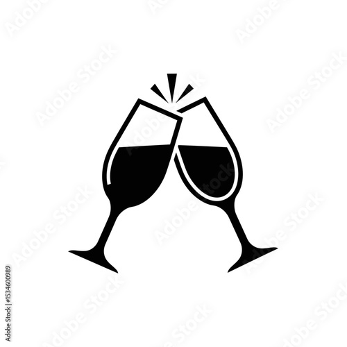 New Year's Eve celebration with clinking glasses icon