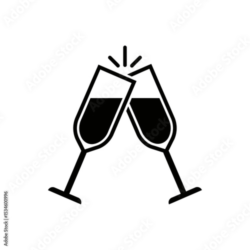 New Year's Eve celebration with clinking champagne glasses icon