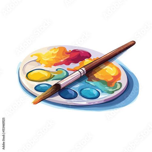 Professional Painting Palette and Brush Icon Vector Image for Artistic Creations