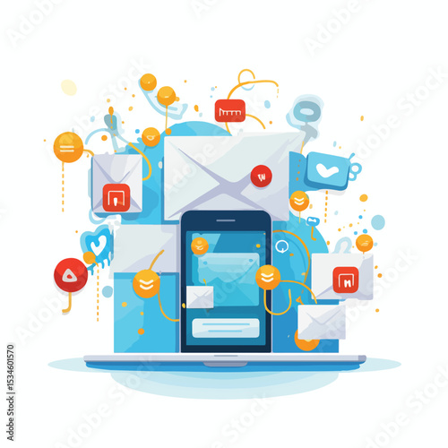 Professionally Designed Vector Illustration for SMS and Email Communication Marketing Campaigns