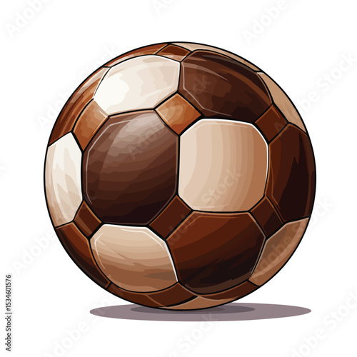 Professional Soccer Competition Match with Leather Ball Isolated