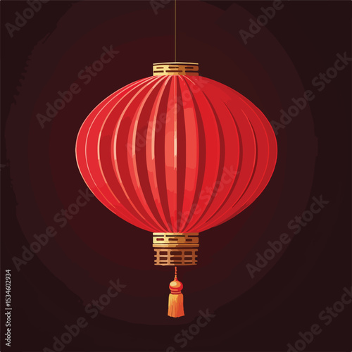 Traditional Chinese Paper Lantern Hanging Lights Vector Illustration