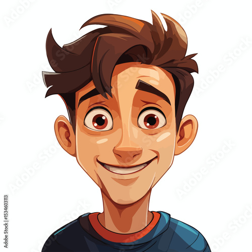Vibrant Colorful Caricature Front Face of Expressive Boy Profile Picture