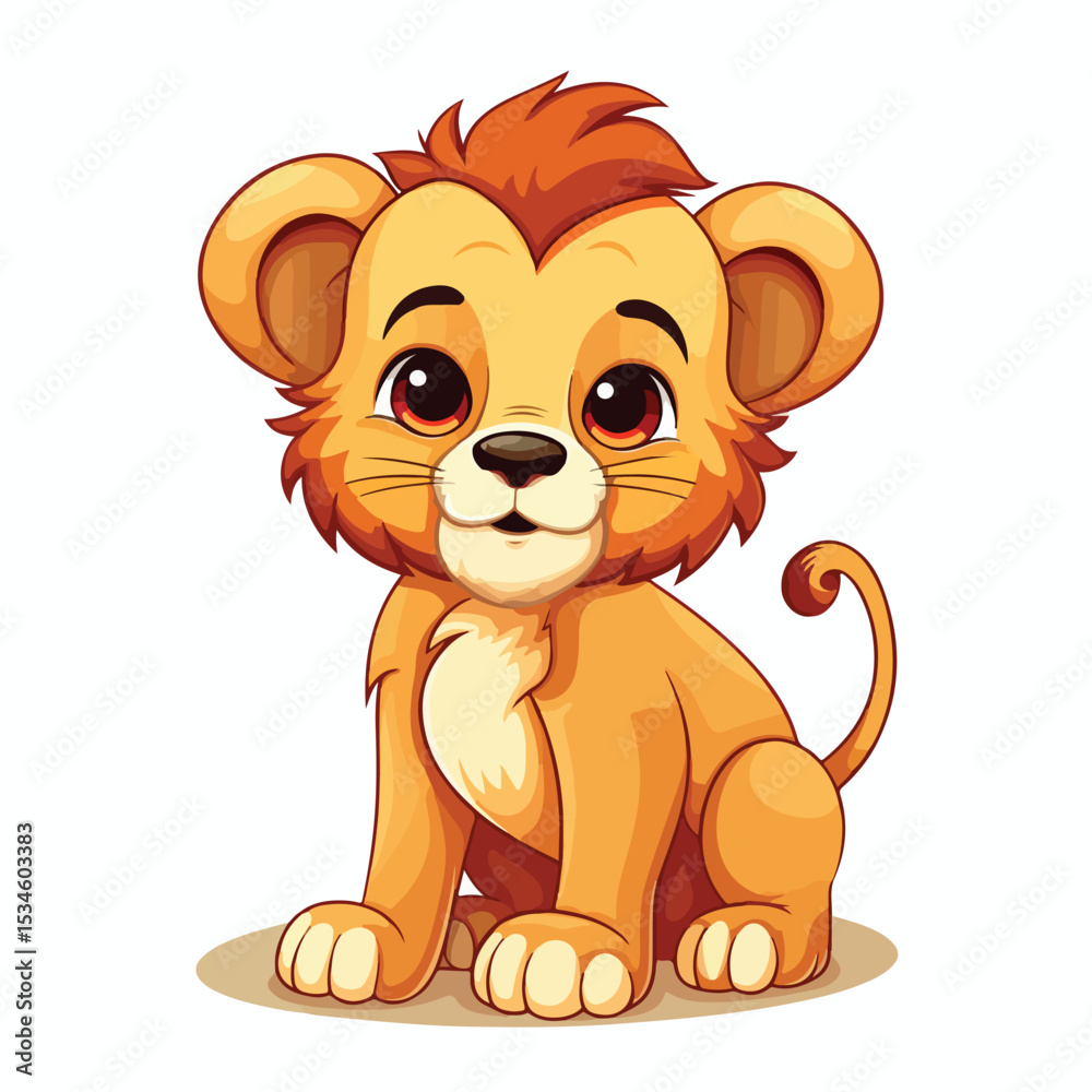 Obraz premium Adorable Lion Cartoon Vector Illustration for Creative Projects and Kid's Designs
