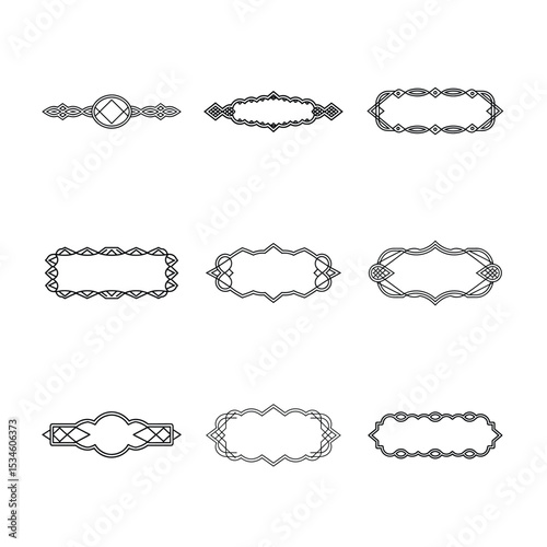 Collection of Nine Decorative Frames and Dividers with Intricate Geometric and Floral Elements