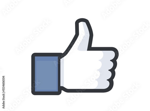 Classical facebook thumb up like icon on a white background 