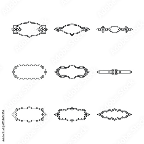 Collection of Nine Unique Decorative Frames and Borders in Black and White