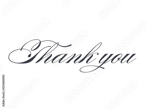 Thank you text in Beautiful font on a white background 