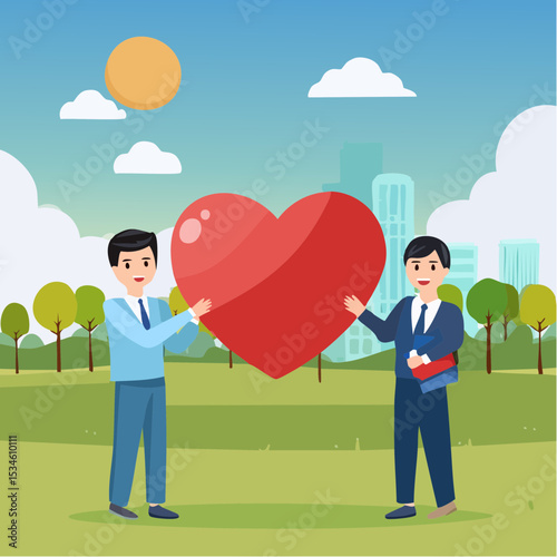 Gratitude, thankful or appreciation, kindness or support to success together, return good or positivity, sharing feeling or help concept, business people hold lovely heart with gratitude and thankfu
