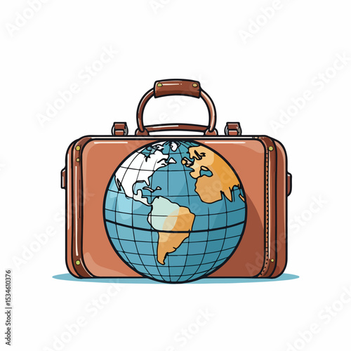Professional Travel Handbag and Globe Icon on White Background for Global Travel Concepts
