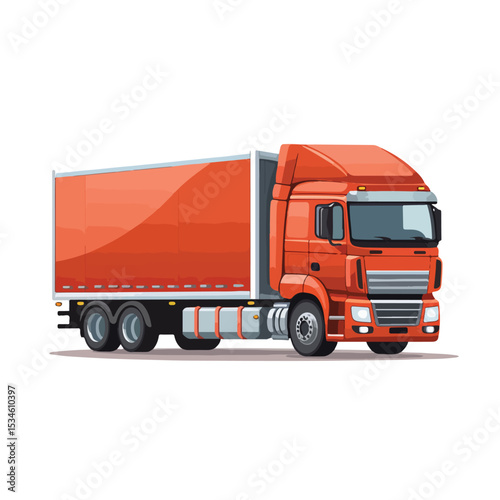 Professional Truck Cabin Trailer Transport Business Vector Illustration