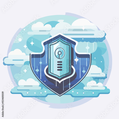 Professional Web Hosting Shield Icon Vector Illustration for Online Security Concepts