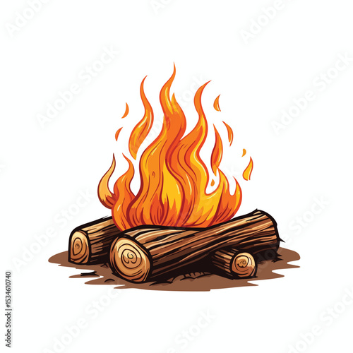 Detailed Wooden Campfire Flame Isolated Icon for Graphic Design Projects