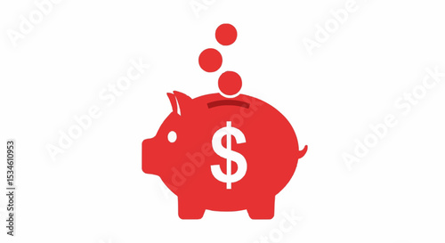 Red Piggy Bank Saving Money Financial Investment Growth Budget