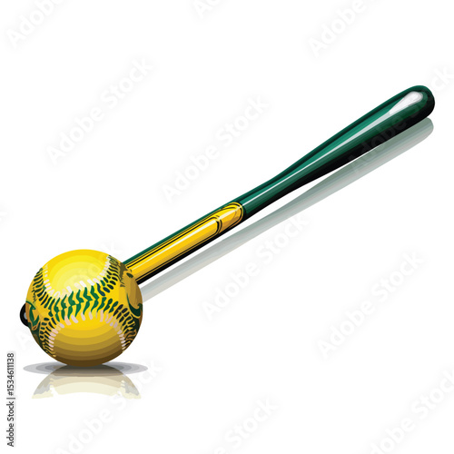 Professional Brazil Baseball Bat and Ball Sports Vector Illustration for Marketing Materials