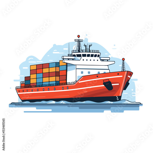 Professional Cargo Ship Icon Vector Illustration for Industrial and Shipping Concepts