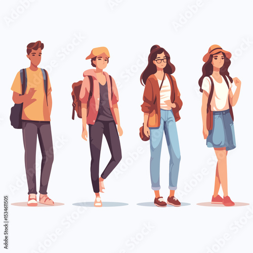 Professional Casual Women Cartoon Vector Illustration for Graphic Designs
