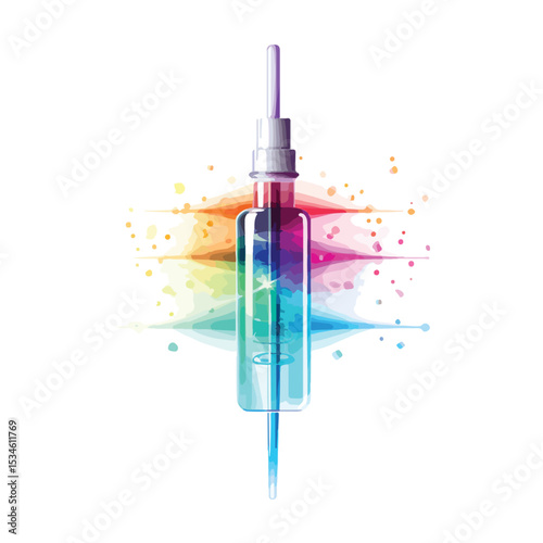 Medical Concept: Color Blurred Stripe of Needle Syringe with Liquid for Professional Use