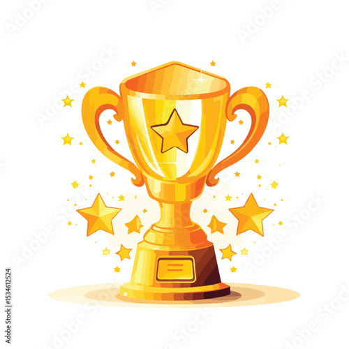 Golden First Place Trophy Shining Bright with Success Icon