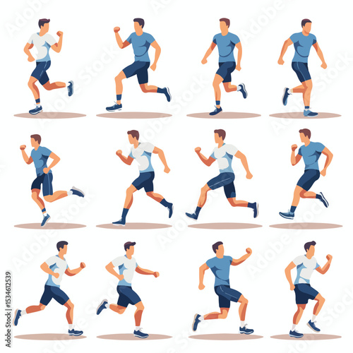 Professional Vector Illustration of Fit Men Exercising in Gymnasium