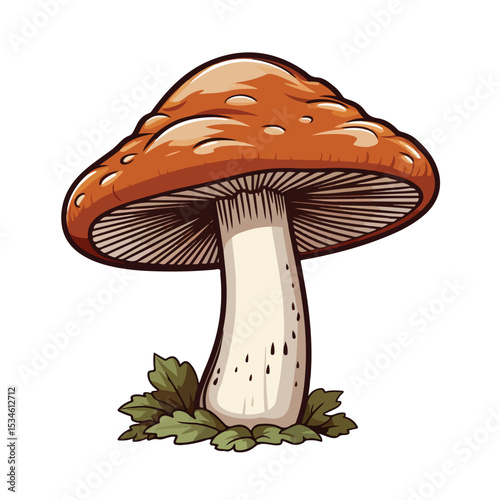 Detailed Vector Illustration of a Fresh Mushroom Vegetable Drawn in Isolated Icon Style