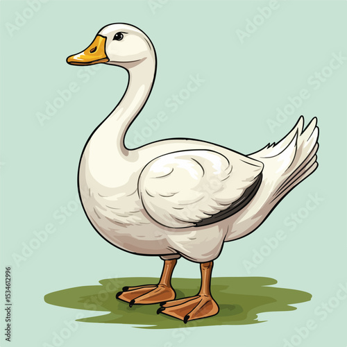 Professional Goose Domestic Farm Animal Character Vector Illustration for Agriculture Marketing Materials