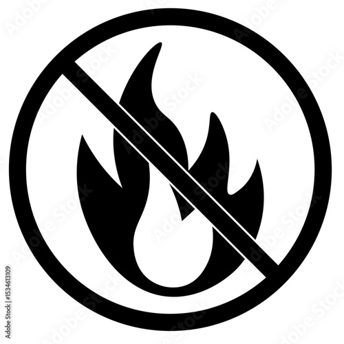 火気厳禁マークのモノクロアイコン