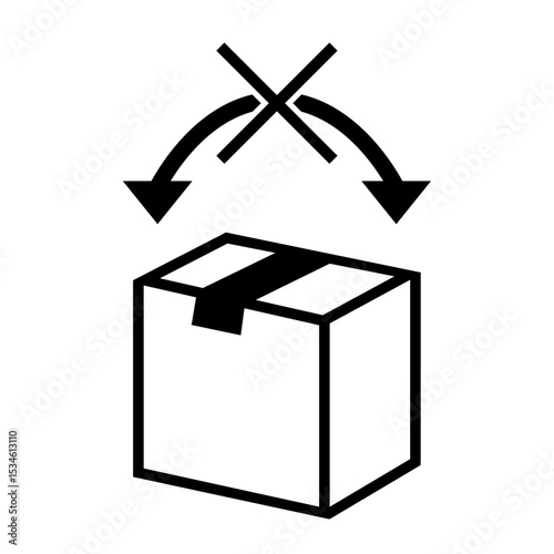 傾け禁止マークのモノクロアイコンイラスト