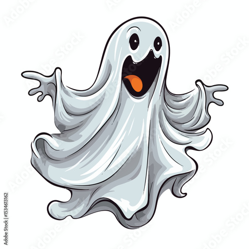 Creepy ghost isolated for Halloween celebration in spooky October theme illustration
