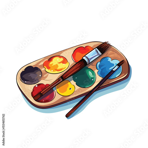 Professional Design Vector Illustration of Isolated Paint Palette and Brush for Artistic Creations