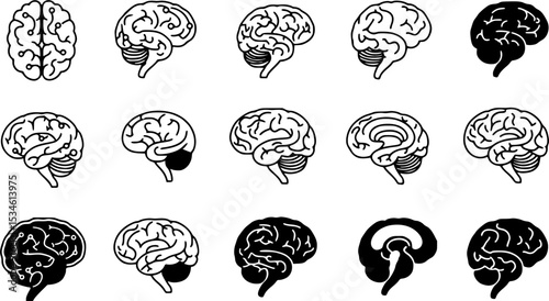 Brain icon vector set. Think illustration sign collection. Creative thinking symbol. Thoughts logo.
