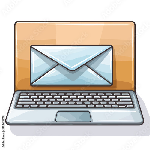 Modern Laptop with Envelope Vector Illustration for Business Communication Designs