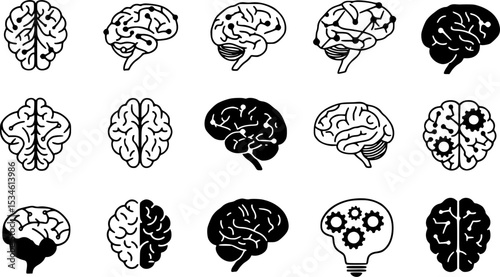 Brain icon vector set. Think illustration sign collection. Creative thinking symbol. Thoughts logo.
