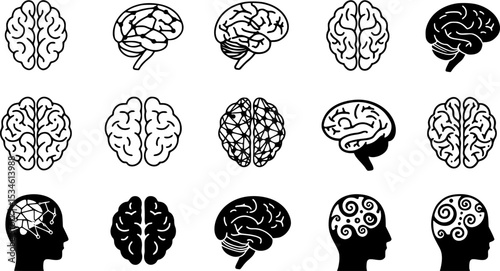 Brain icon vector set. Think illustration sign collection. Creative thinking symbol. Thoughts logo.
