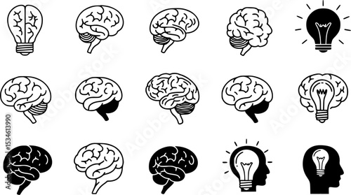 Brain icon vector set. Think illustration sign collection. Creative thinking symbol. Thoughts logo.
