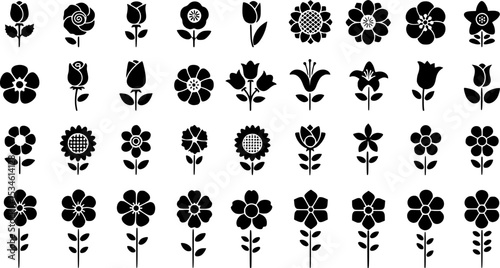 Flowers icon vector set. garden illustration sign collection. Flora symbol or logo.
