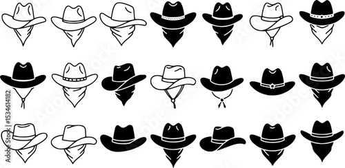 Cowboy hat icon vector set. west illustration sign collection. Texas symbol or logo.
