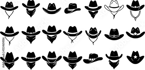 Cowboy hat icon vector set. west illustration sign collection. Texas symbol or logo.
