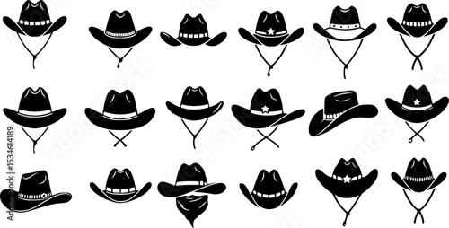 Cowboy hat icon vector set. west illustration sign collection. Texas symbol or logo.
