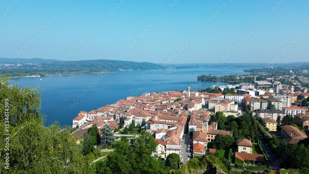 Obraz premium aerial view of the city of Arona, Lake Maggiore