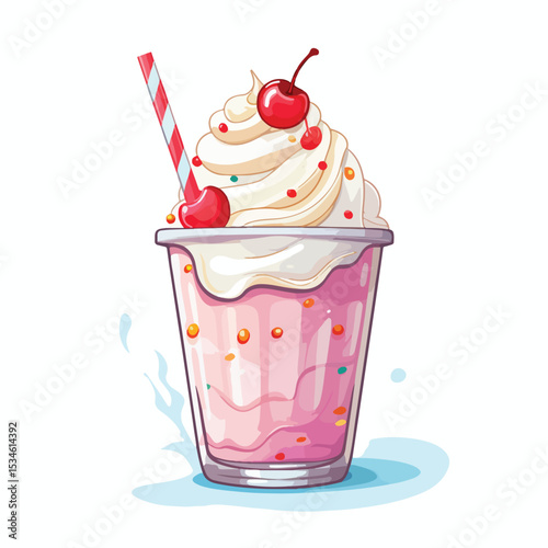 Delicious Milkshake Ice Cream Drink Vector Illustration Isolated on White Background