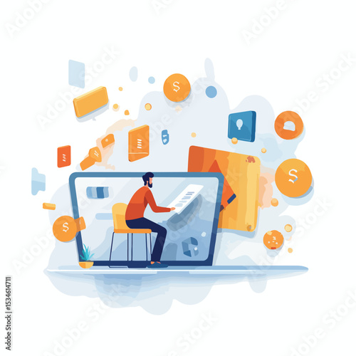 Professional Online Shopping and Payment Vector Illustration for E-commerce Websites