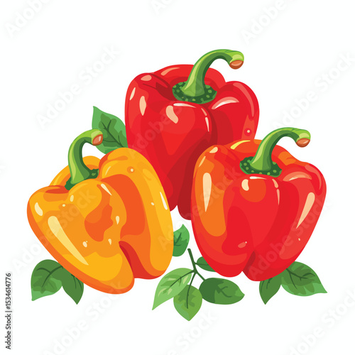 Colorful Peppers Food Flat Illustration Vector for Culinary Designs