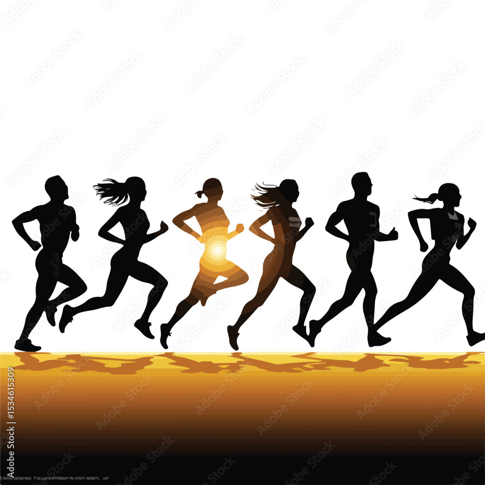 Dynamic Silhouettes of Running Athletes Vector Illustration for Sports Marketing Campaigns Dynamic Silhouettes of Running Athletes Vector Illustration for Sports Marketing Campaigns