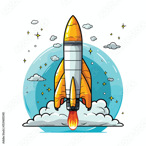 Space Rocket Drawn Start Up Isolated Icon Vector EPS for Business Concepts and Technology Designs