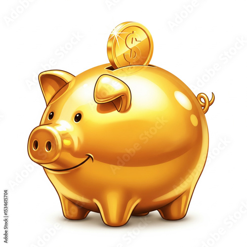 Golden Piggy Bank Savings Financial Wealth Prosperity Investment Coin Money