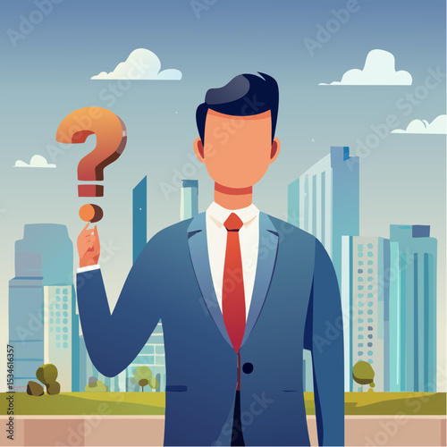 Ask questions, FAQ, problem or curiosity, doubt and confusion to be answer, challenge and uncertainty, unknown information or solution concept, contemplation businessman thinking with question mark
