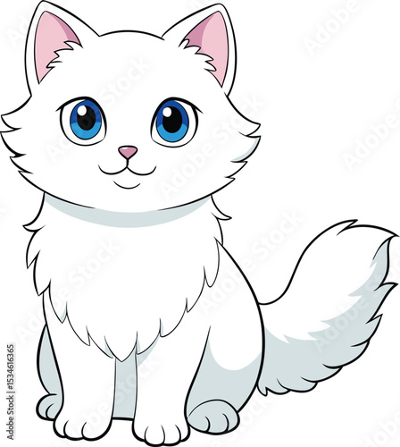 
Fluffy Persian cat with large eyes lounging gracefully purring